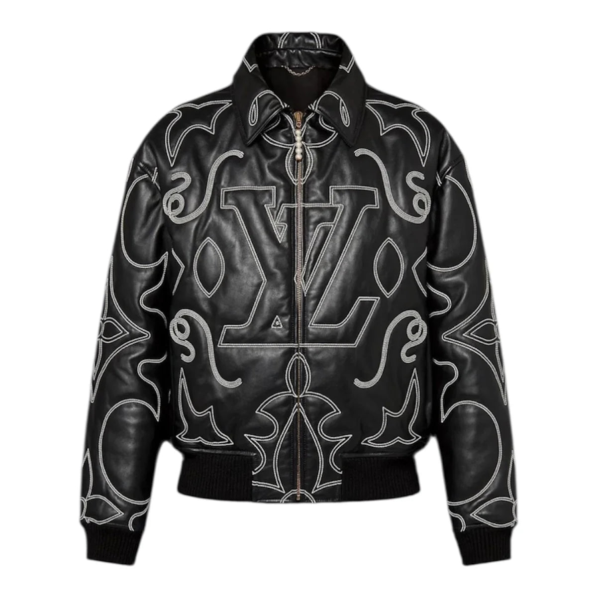VESTE BOMBER EN CUIR BRODÉ LOUIS VUITTON