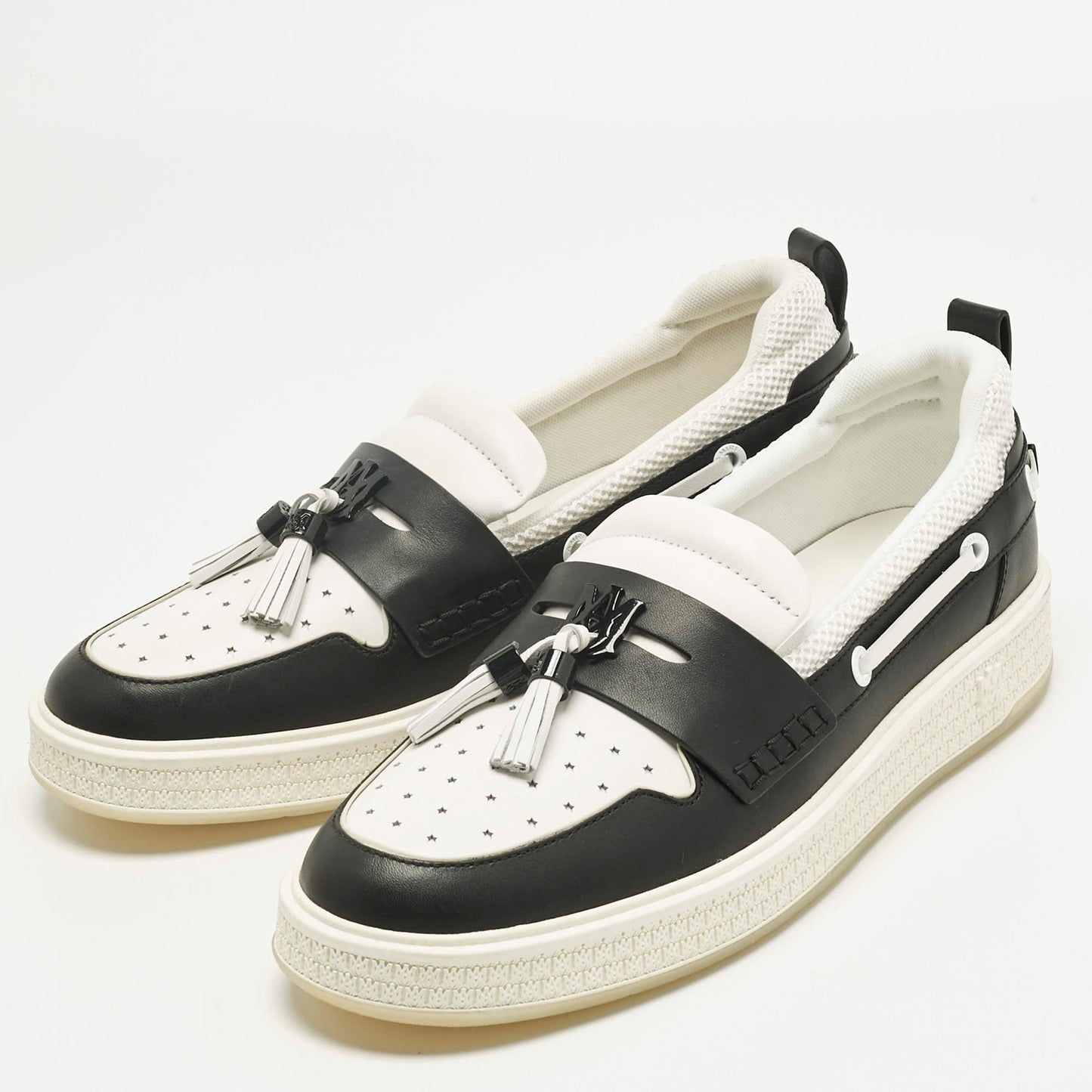 mocassins hybrides MA Tassel d'Amiri en cuir noir et blanc cassé