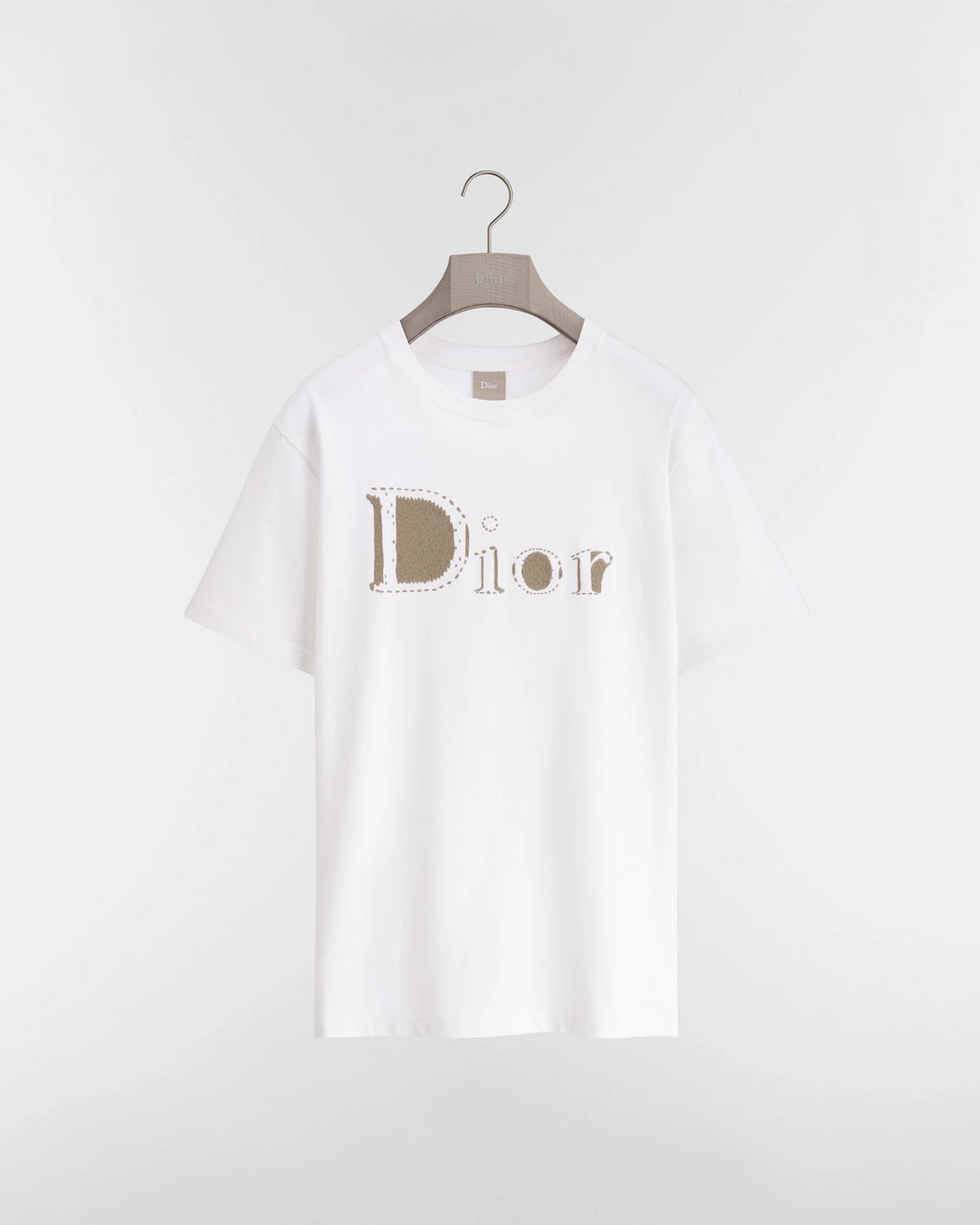 t-shirt blanc en jersey de coton présente une broderie graphique "Dior Reverse" sur le devant.