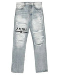 AMIRI Ma Bar Logo Straight Fit Stone Indigo Blue Jeans
