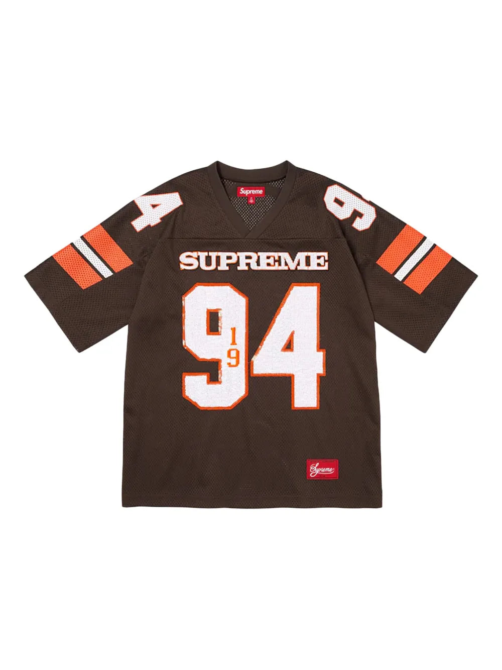 maillot de football Supreme Sequin de couleur marron, issu de la collection FW25,