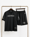 ensemble de sport en maille (mesh) Chrome Hearts, comprenant un maillot de football américain et le short assorti.