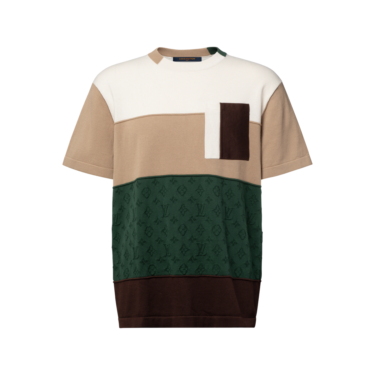 Tee-shirt en maille jacquard issu de la collection pour homme de la maison de luxe Louis Vuitton.