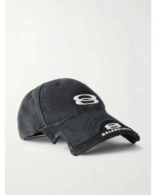 casquette de baseball Balenciaga Double Unity en drill de coton noir/blanc