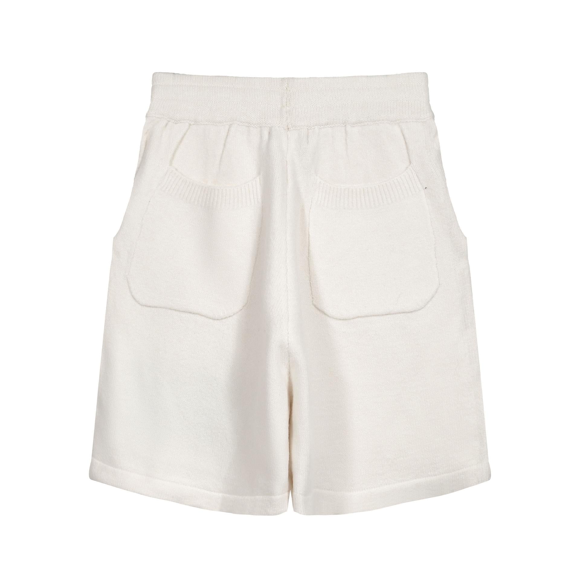 short en maille Cole Buxton blanc cassé (Intarsia Knit Shorts in Ecru/Off White)