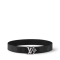 Louis Vuitton LV Flower 40 mm réversible présente une boucle argentée distinctive intégrant une fleur de Monogram