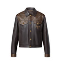 veste trucker ornementée en cuir Louis Vuitton