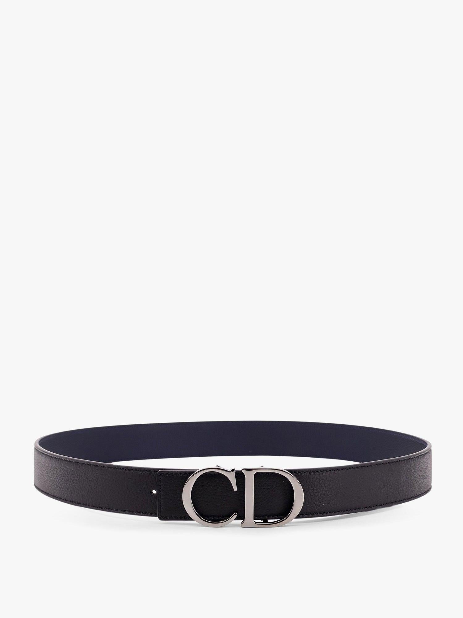 ceinture réversible Dior Homme en cuir grainé noir et bleu