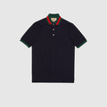 polo Gucci en piqué de coton avec col bande Web
