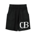 short en maille intarsia Cole Buxton noir avec le logo "CB" en blanc