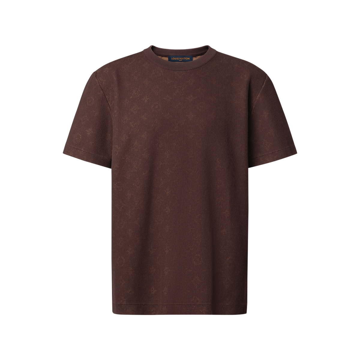 t-shirt en jacquard Hidden Monogram de Louis Vuitton séduit par sa texture côtelée délicate et son col ras du cou contrasté