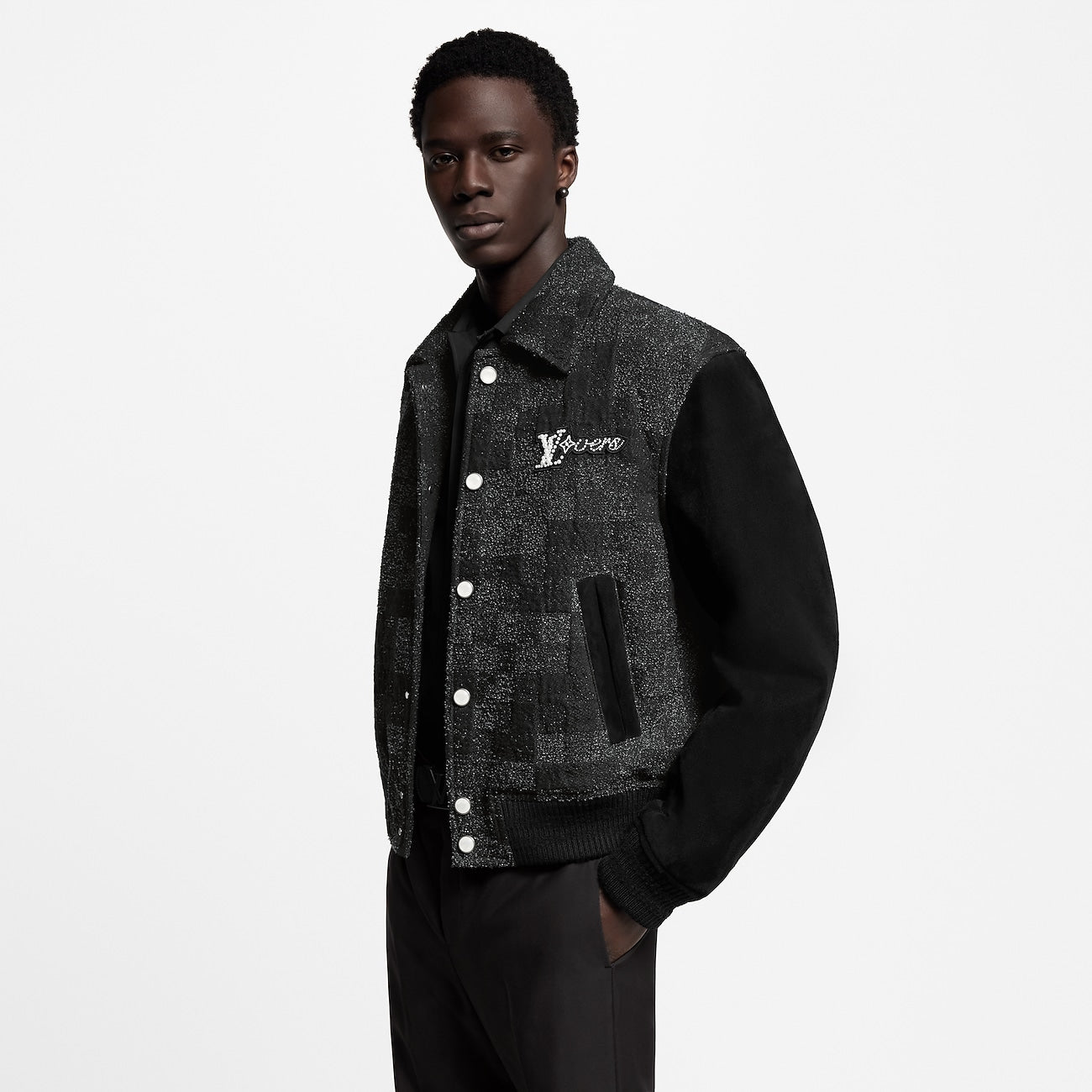 Louis Vuitton Mix Leather Varsity Blouson Noir