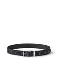 ceinture Louis Vuitton Pont Neuf 35 mm présente une toile Monogram Eclipse et une boucle en métal argenté
