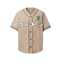 Chemise de baseball Louis Vuitton x Nigo en cuir beige