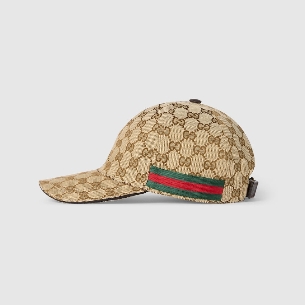 Casquette de baseball Gucci Original GG toile bande Web beige/marron