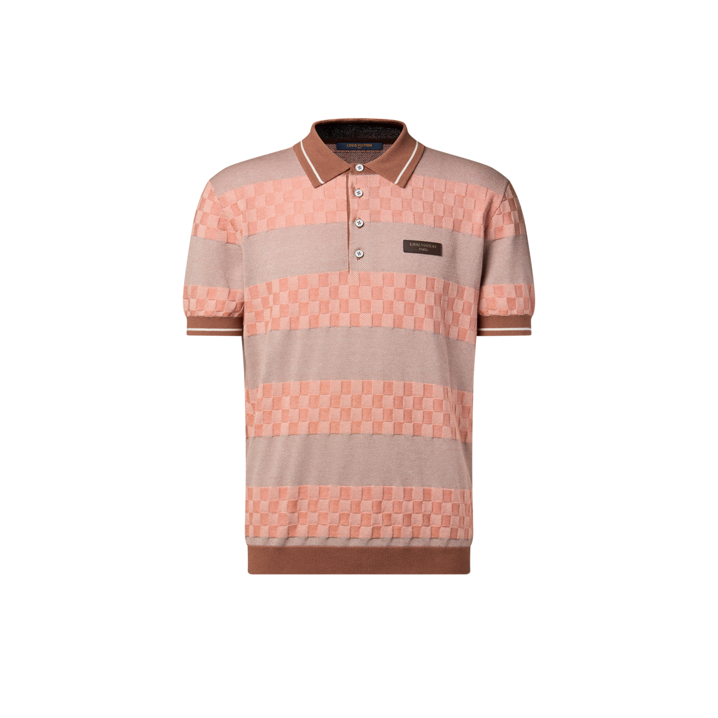 polo Louis Vuitton modèle à rayures Damier, confectionné en maille jacquard de coton biologique