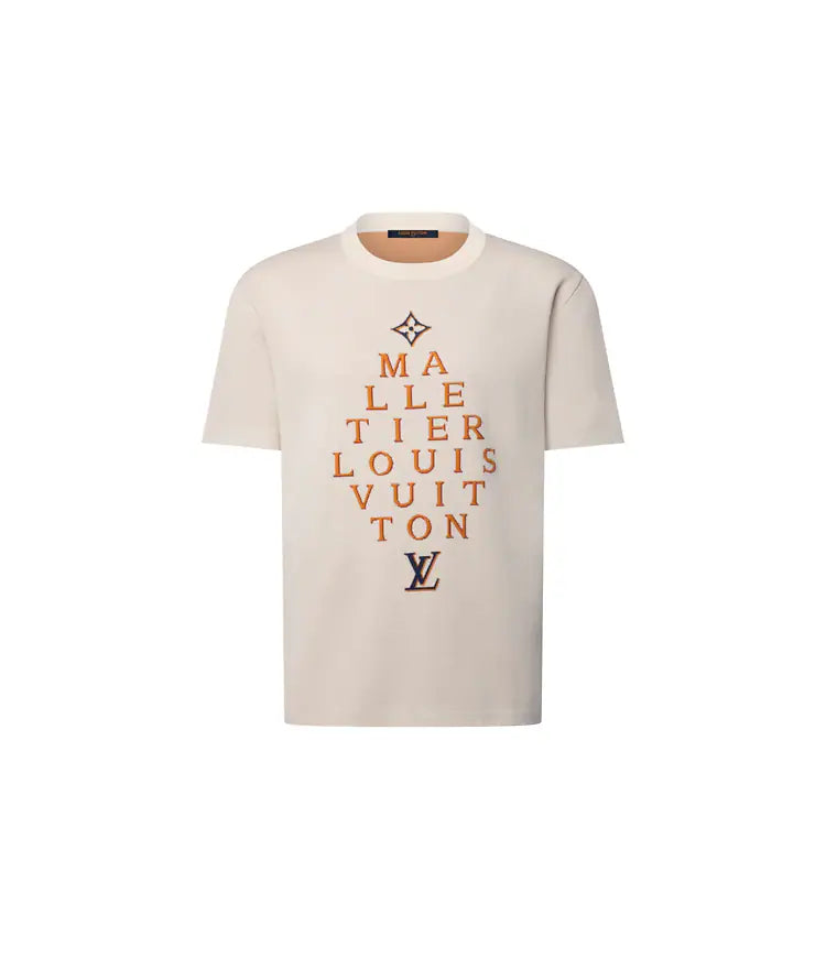 tee-shirt à manches courtes et col rond Louis Vuitton en coton beige