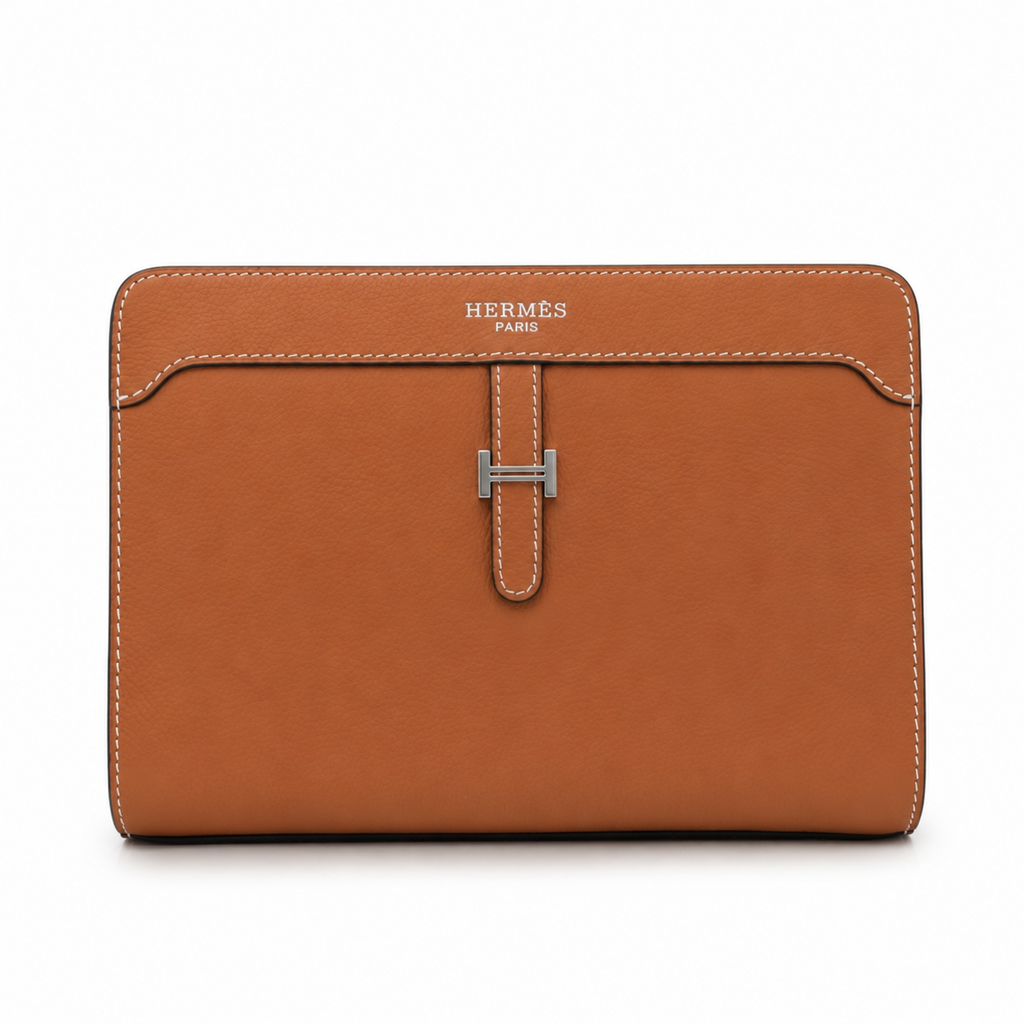 pochette Hermès en cuir grainé