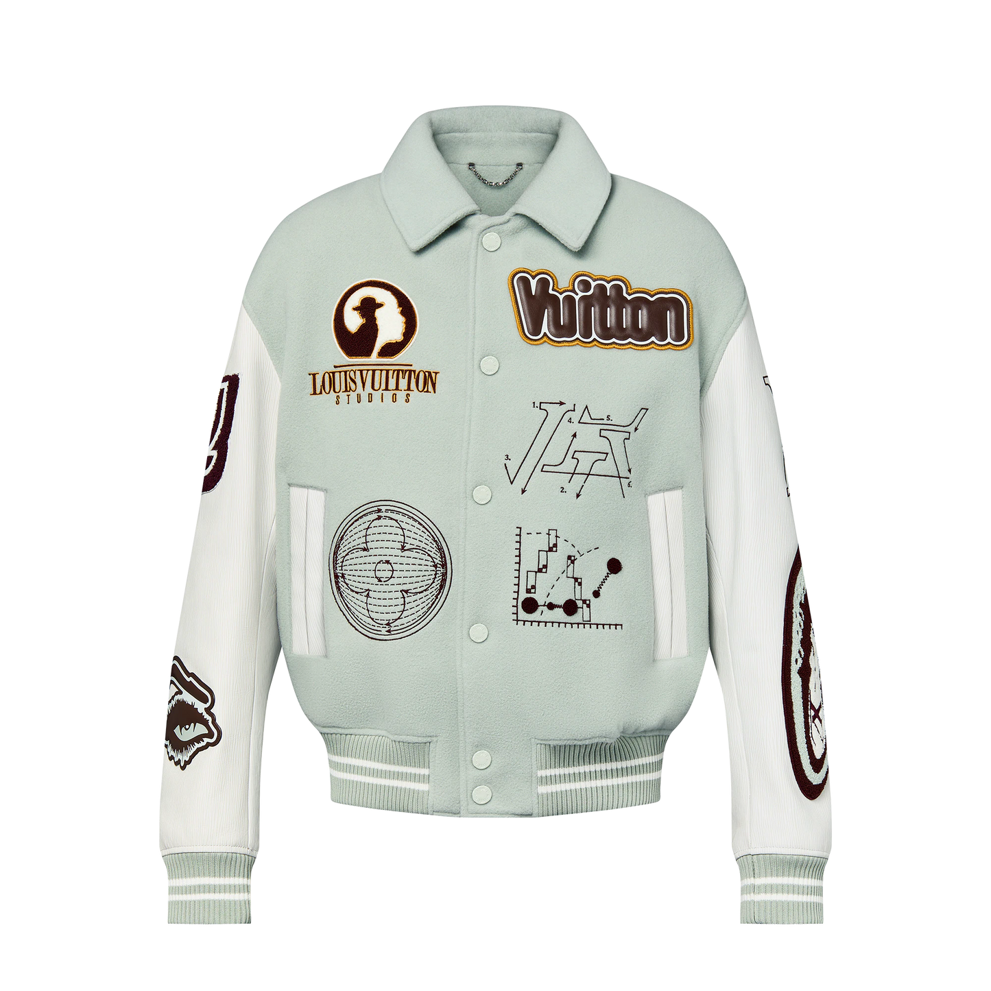 Blouson en cuir Louis Vuitton Varsity Aqua