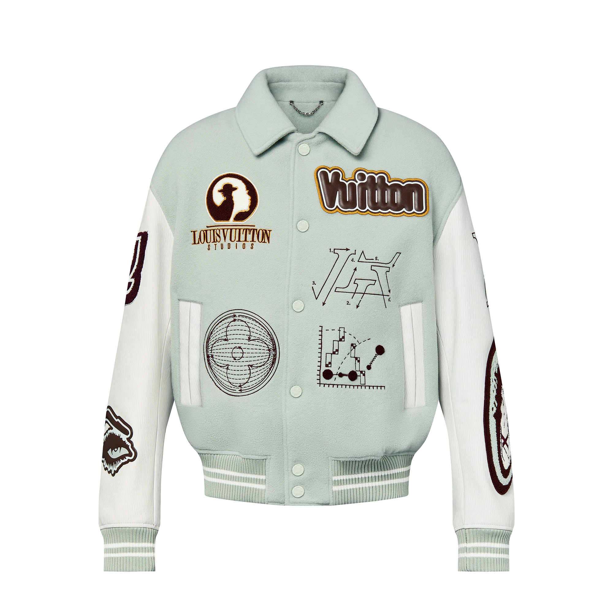 Blouson en cuir Louis Vuitton Varsity Aqua