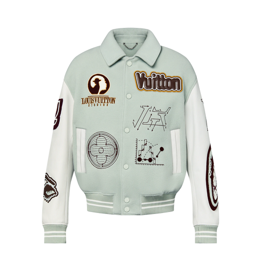 Blouson en cuir Louis Vuitton Varsity Aqua