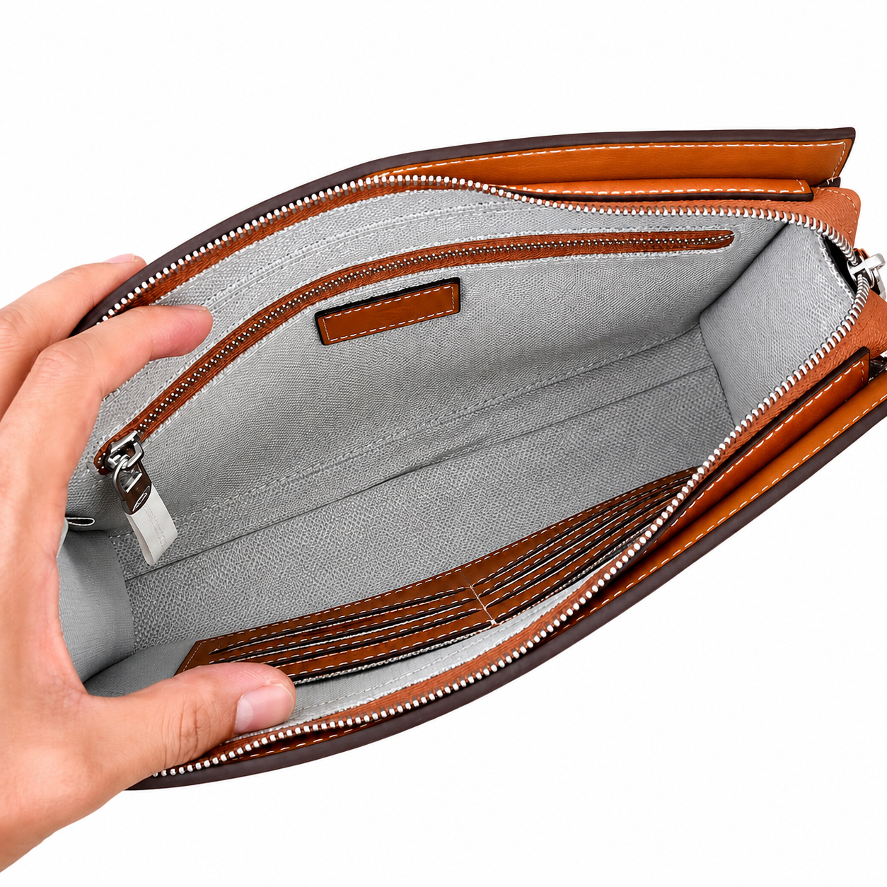 pochette Hermès en cuir grainé