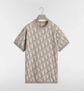 t-shirt Dior Oblique en maille beige est confectionné en jacquard de coton, laine et soie