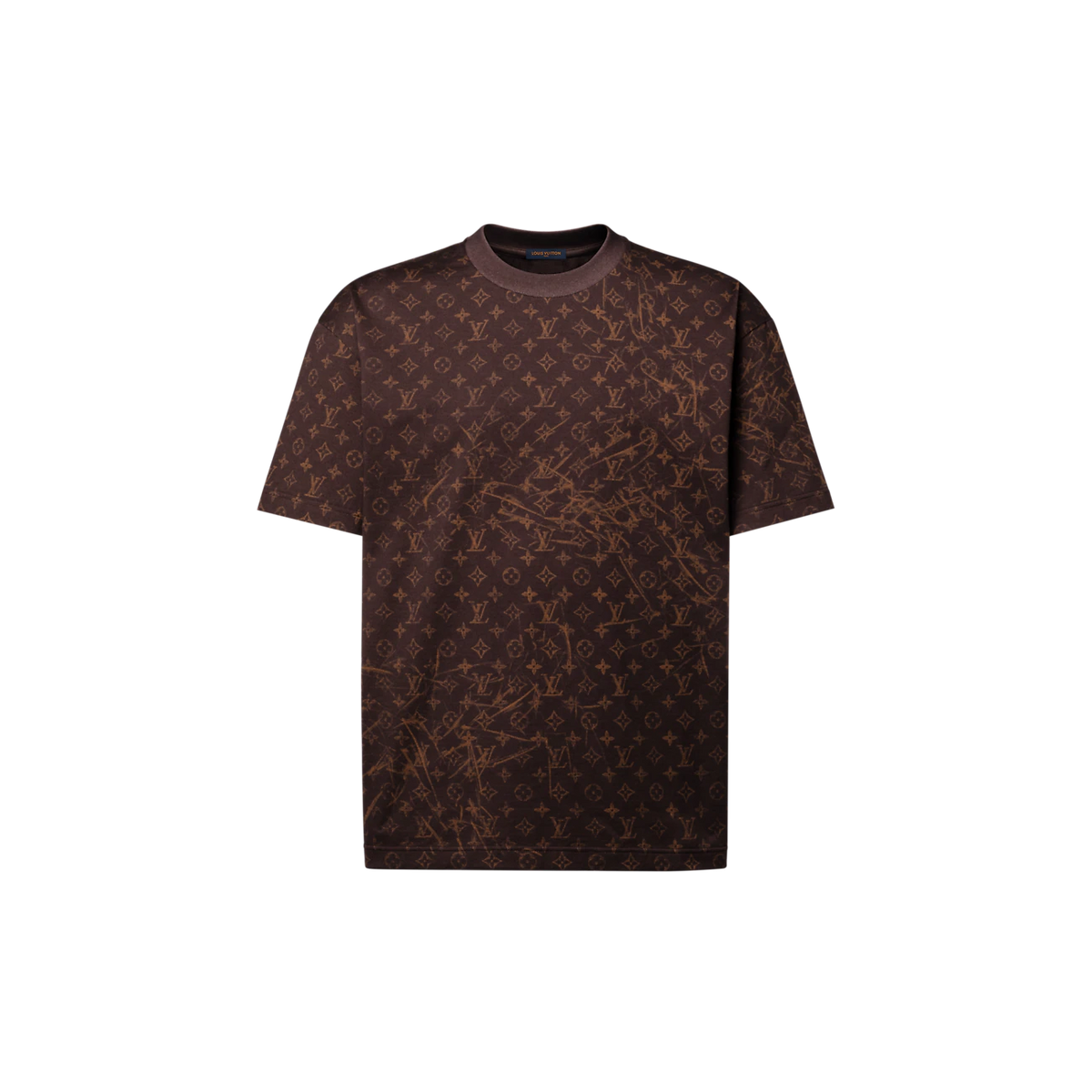 Louis Vuitton en coton marron chocolat présente un imprimé Monogram Scratched distinctif inspiré de la patine d'une veste en cuir vieillie