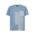 shirt Louis Vuitton en coton indigo présente un motif patchwork sophistiqué en maille