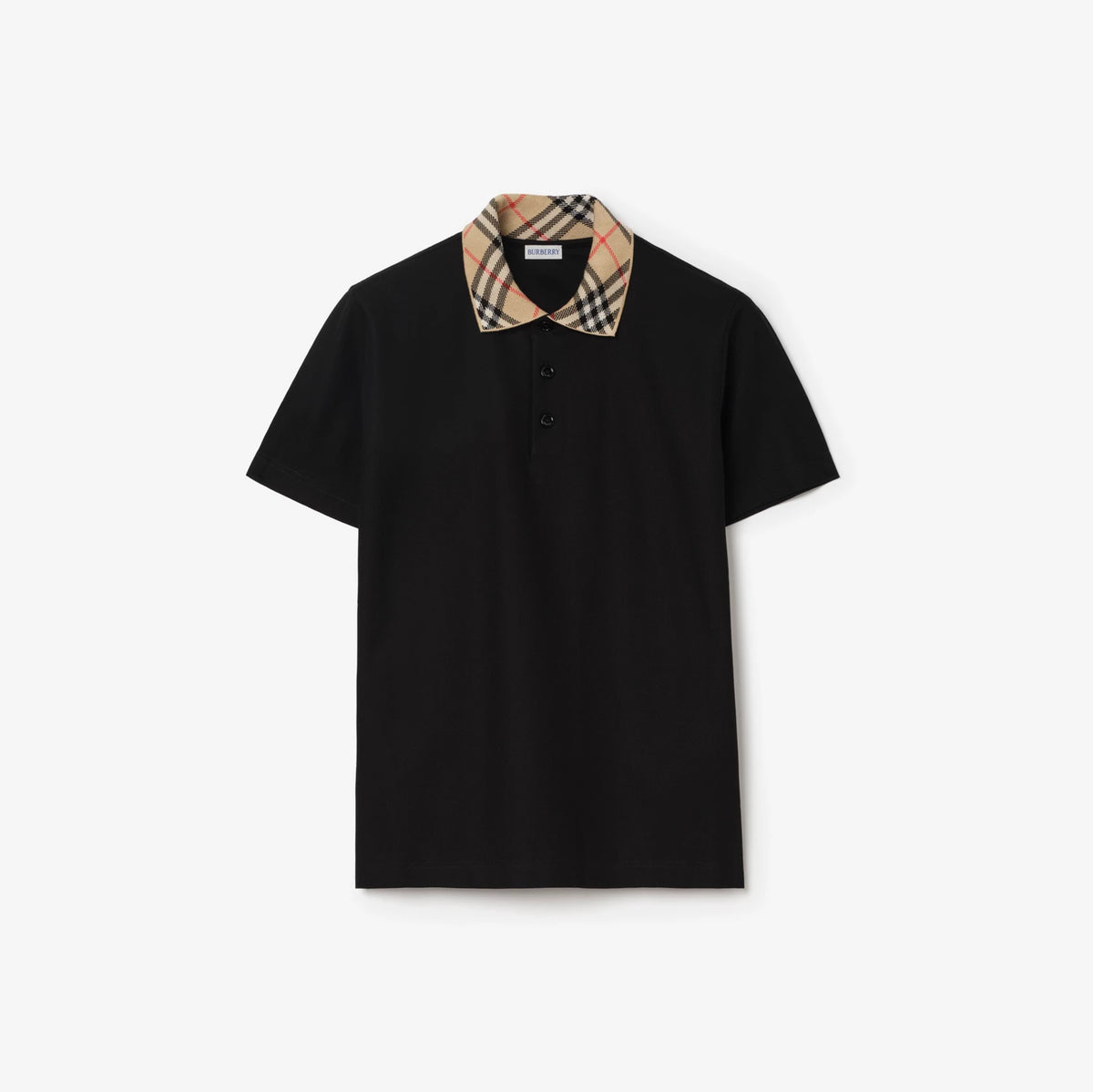 polo noir à col à carreaux est une pièce classique de la maison de luxe britannique Burberry