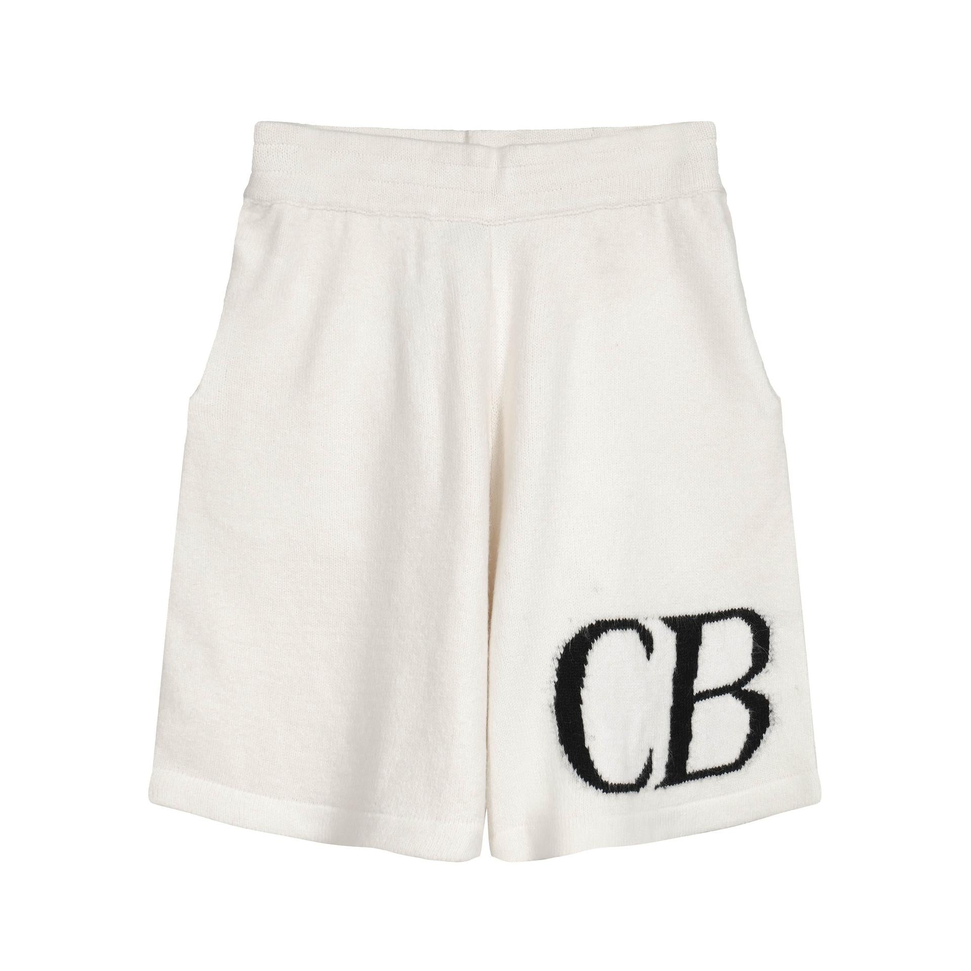 short en maille Cole Buxton blanc cassé (Intarsia Knit Shorts in Ecru/Off White)