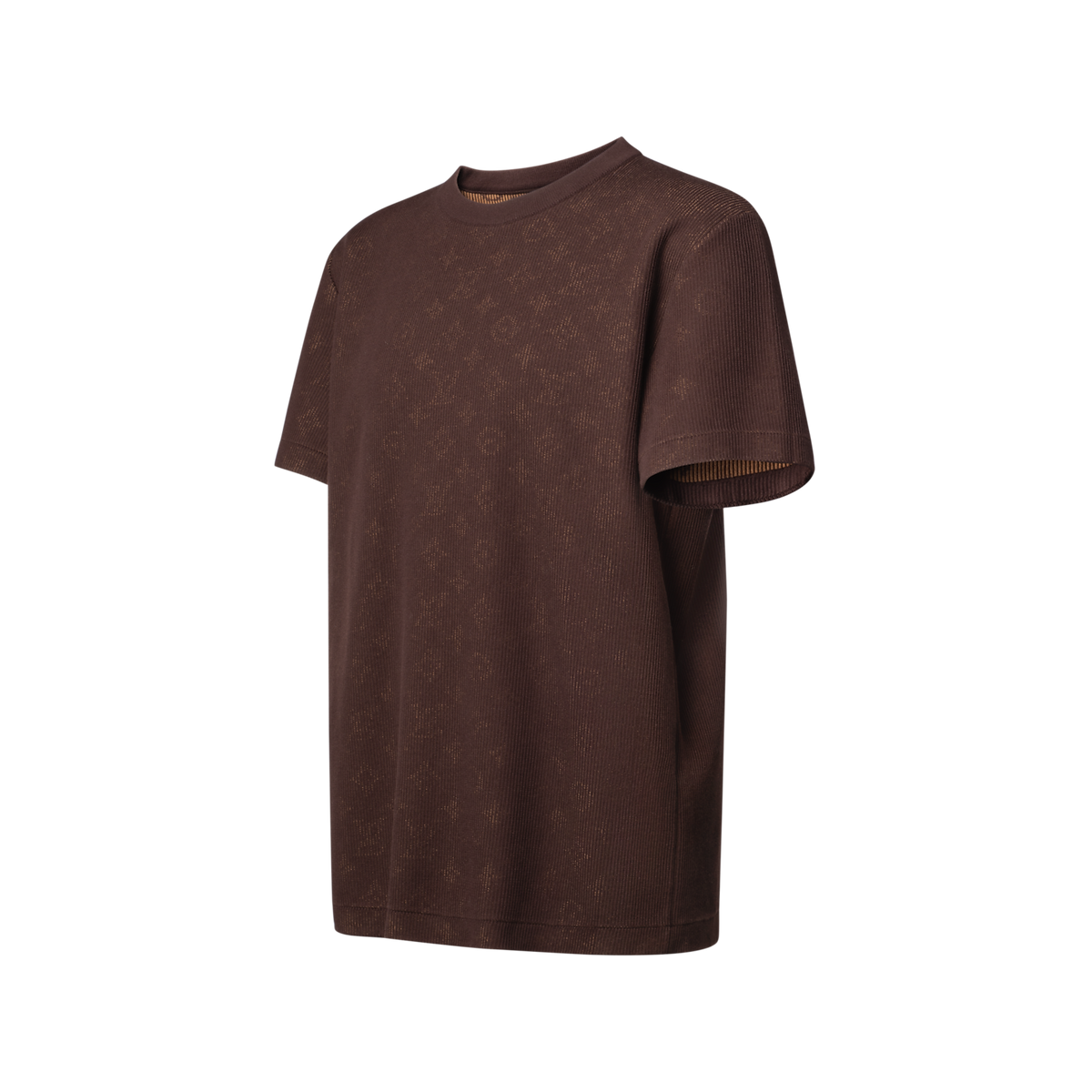 t-shirt en jacquard Hidden Monogram de Louis Vuitton séduit par sa texture côtelée délicate et son col ras du cou contrasté