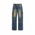 jeans cargo baggy Jaded London Sandblast Monster Cargo en denim bleu délavé