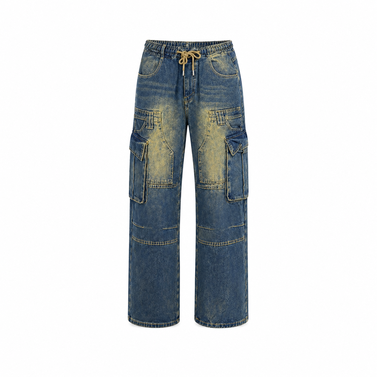 jeans cargo baggy Jaded London Sandblast Monster Cargo en denim bleu délavé