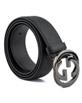 ceinture Gucci Signature en cuir noir avec boucle GG enlacés