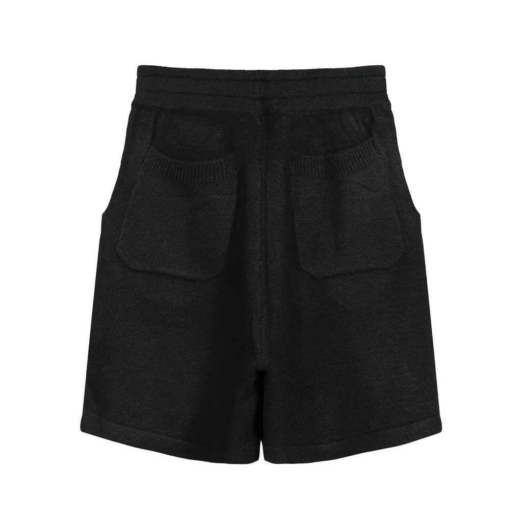 short en maille intarsia Cole Buxton noir avec le logo "CB" en blanc