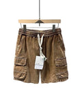 short cargo en denim délavé