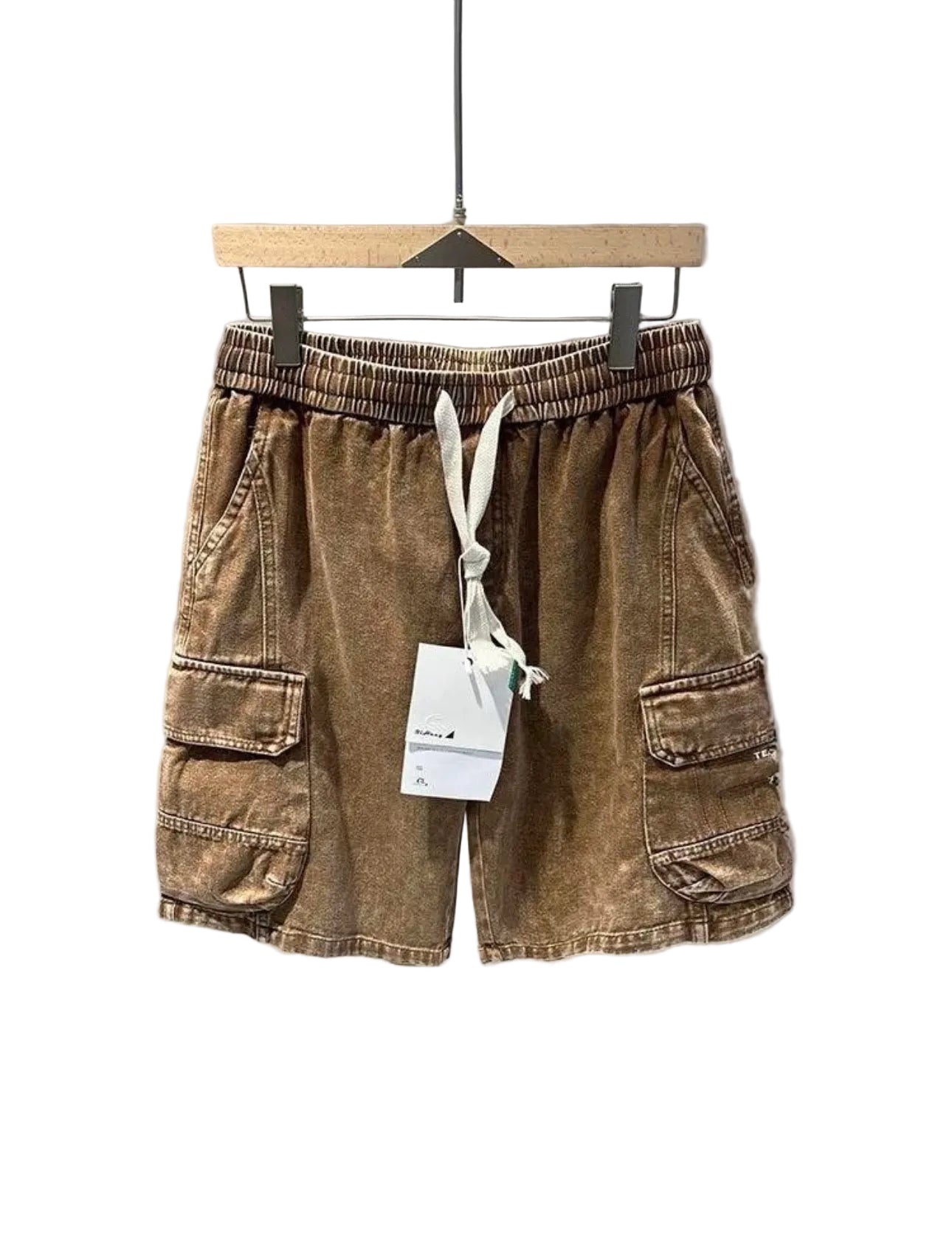 short cargo en denim délavé