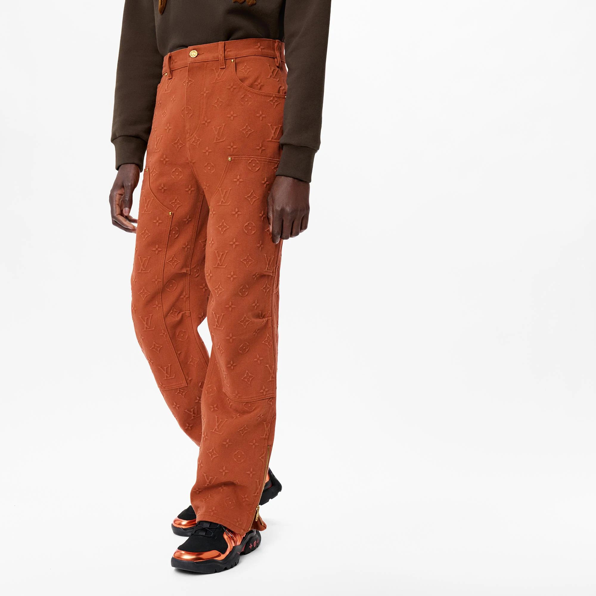 Louis Vuitton Pantalon en denim Monogram Workwear Marron