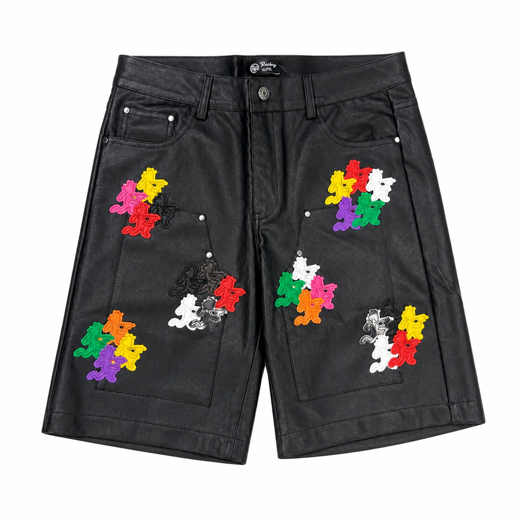 Black Splatter Shorts de la marque PiecesOfKnowledge (également connue sous l'acronyme POK).