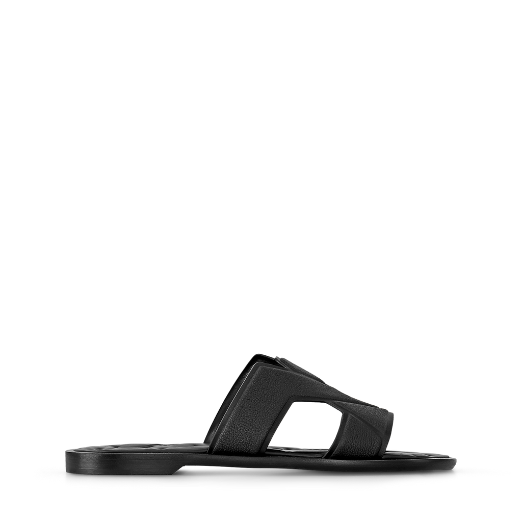 mule Louis Vuitton Oasis en cuir de veau grainé noir.