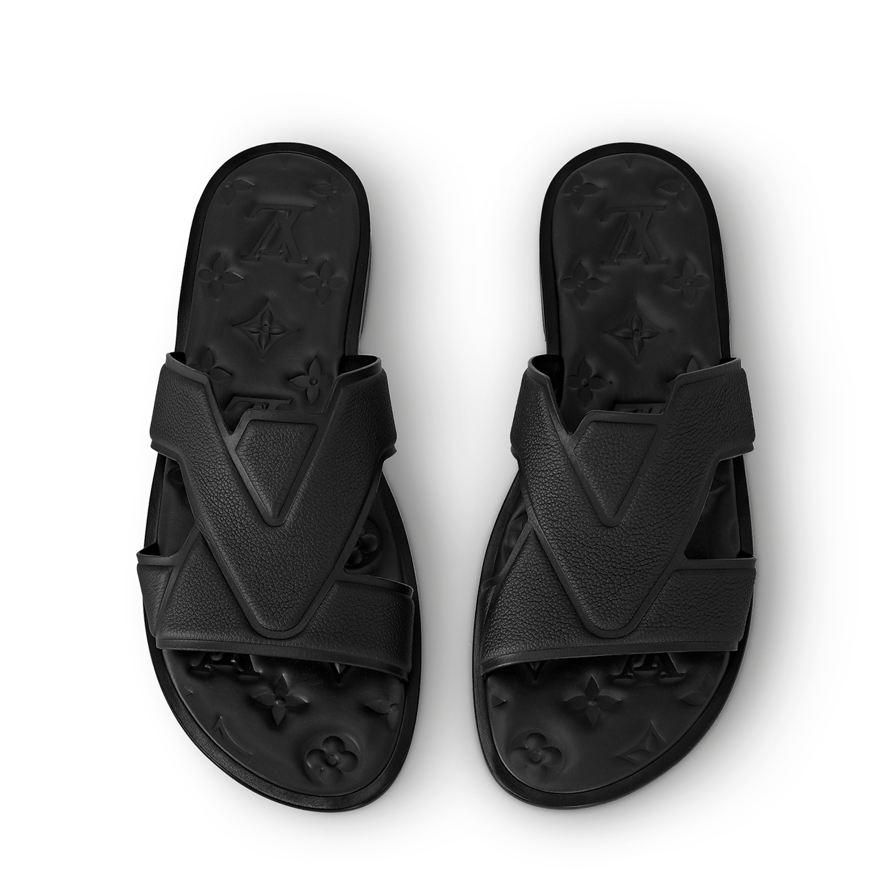 mule Louis Vuitton Oasis en cuir de veau grainé noir.